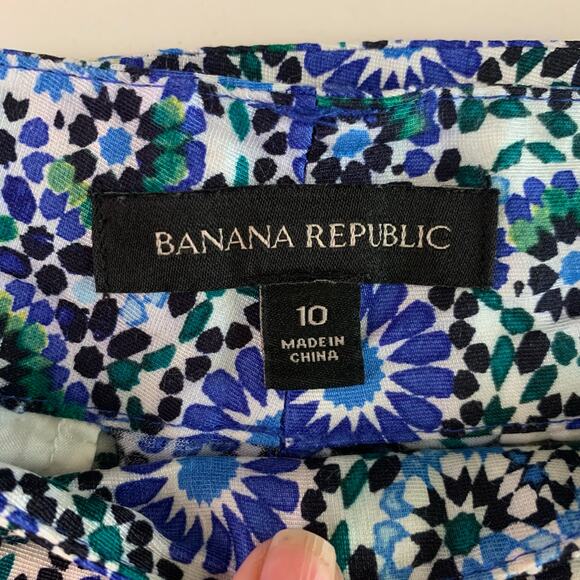 BANANA REPUBLIC Pants 10 Boho‎ Wide Leg Waist Tie Belt Geometric Pattern Pockets - Picture 11 of 14